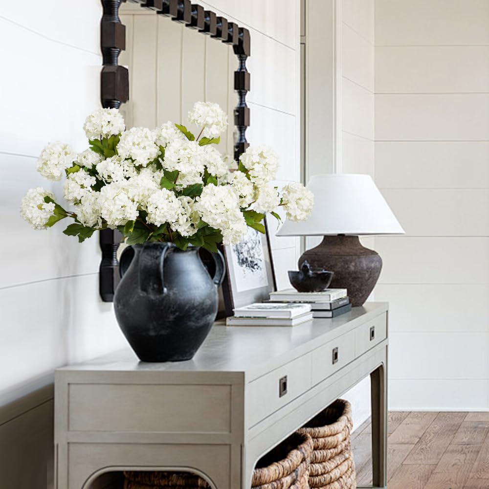 Artificial Flowers for Decoration, 3Pcs 23inch White Hydrangea Fake Flowers, Artificial Silk Flowers Bouquets Faux Flowers for Vase Faux Floral Stems for Wedding Party Kitchen Home Decorations