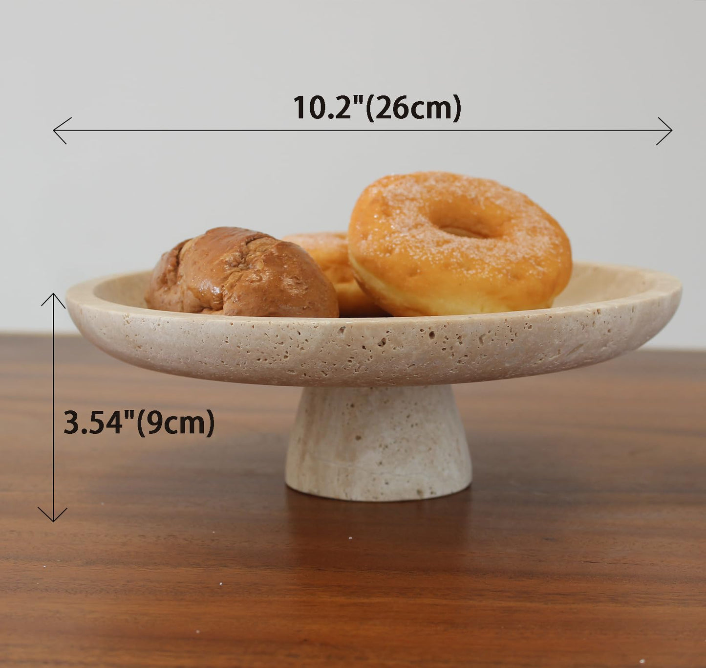 Natural Travertine Fruit Bowl for Kitchen Counter 10.2", Large Decorative Bowl Pedestal for Home Decor, Fruits Holder For Dining Table - Kitchen Organization