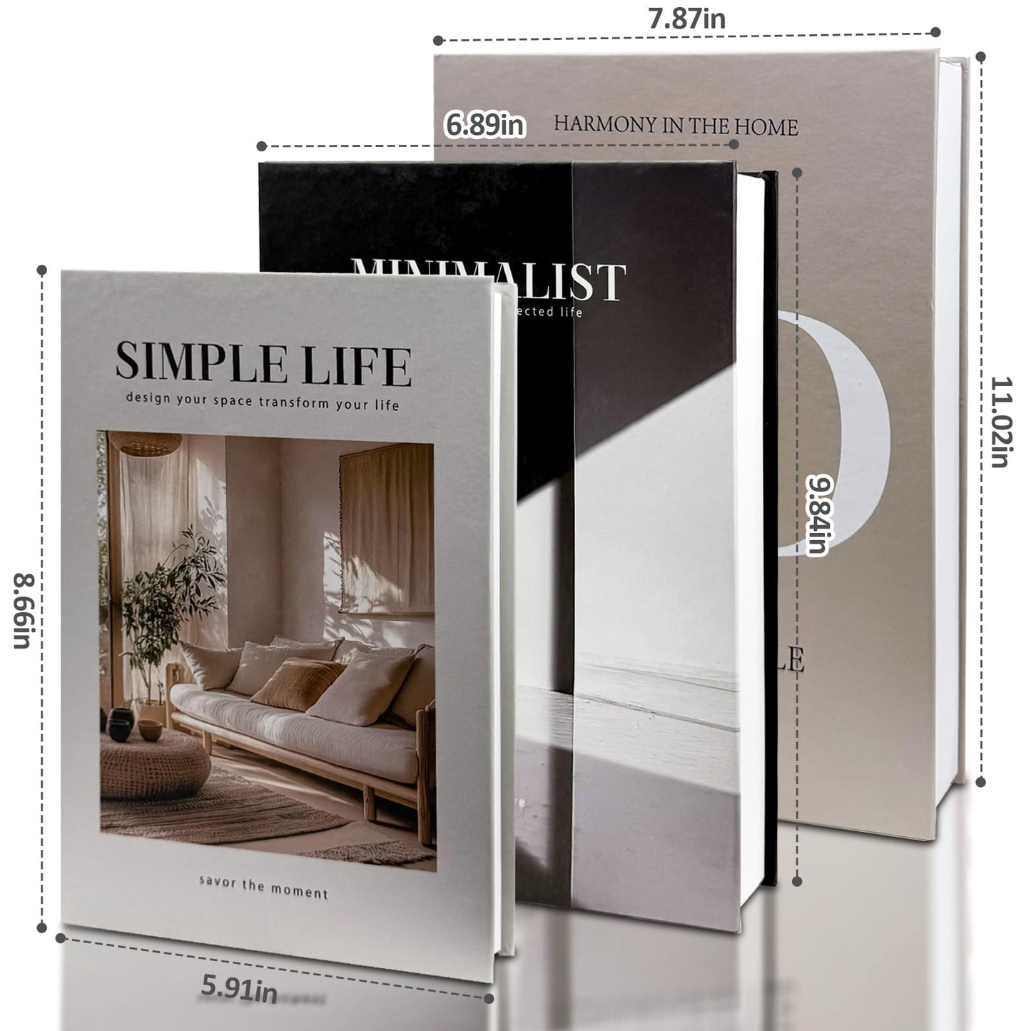 TwoDays Beautiful Coffee Table Books, Neutral Fashion Decorative Books for Home Bookshelf, Modern Room Decor Aesthetic, Fake Faux Book Storage Boxes for Decoration (Set of 3)