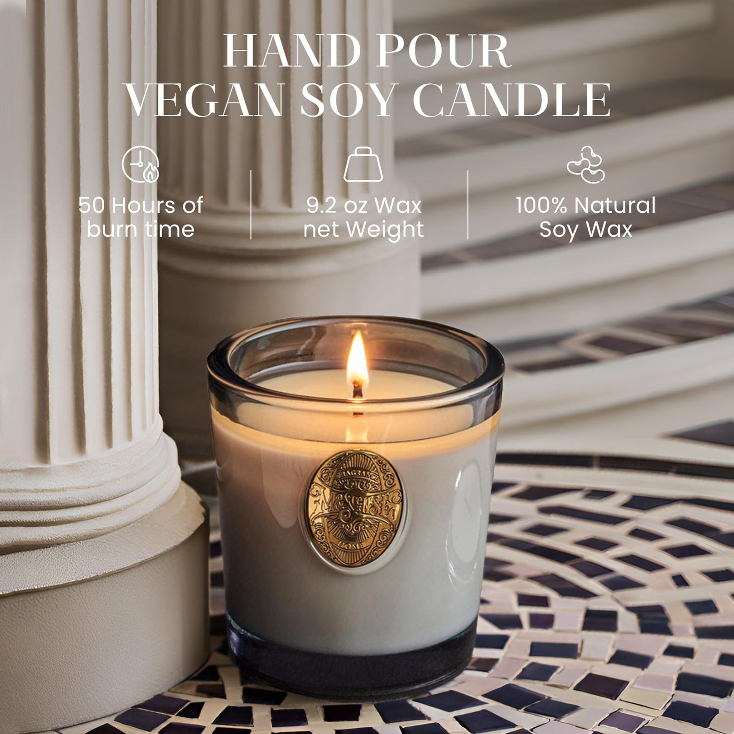 M&SENSE Natural Soy Candle | Coconut & Gray | 9.2 oz, 50H Burn Time | Luxury Scented Candle for Relaxation, Gifting, Home Décor | Ideal for Bedroom, Office, Party Ambiance