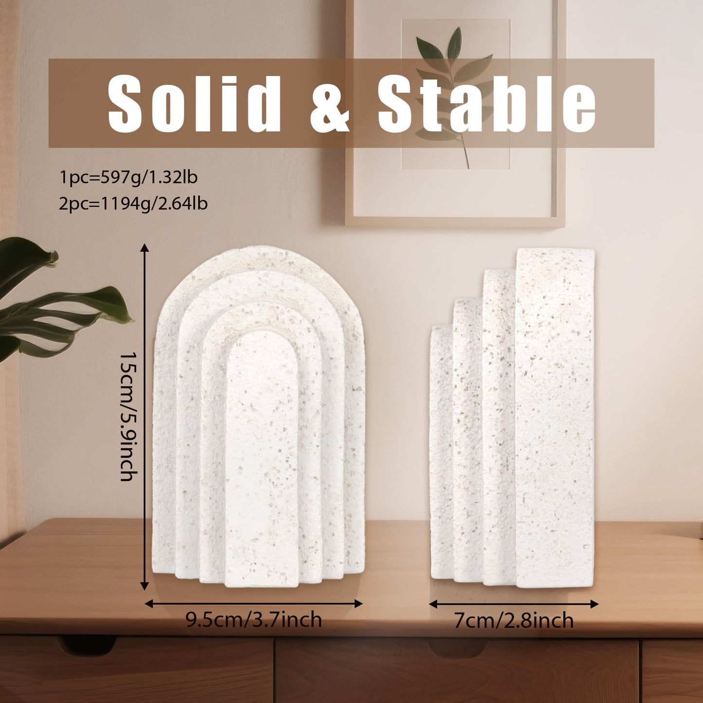 Heavy Duty Resin Bookends for Shelves - Modern Layered Arch Design, Aesthetic Home Decor,Stylish Decorative Book Ends