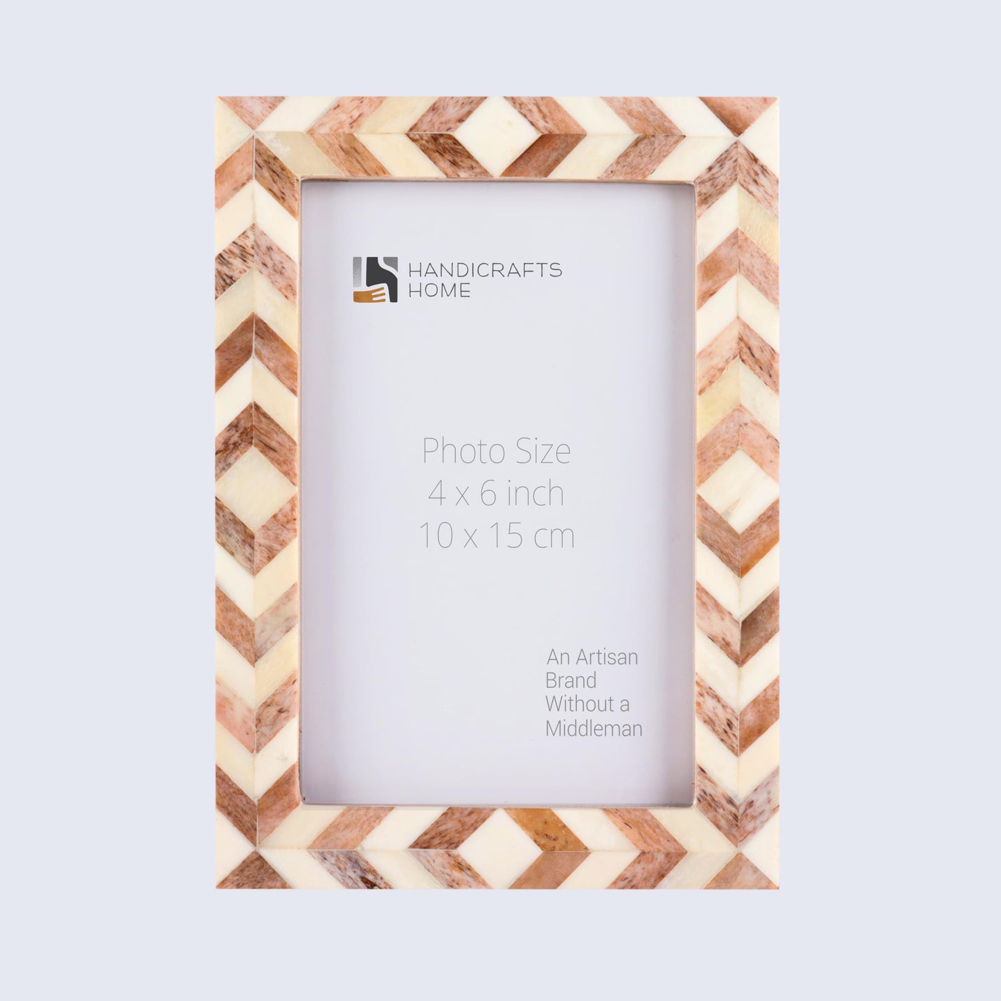 Handicrafts Home Chevron Pattern Inspired 4" x 6" Picture Frames - Chic Boho Wall Décor Photo Frame, Brown White