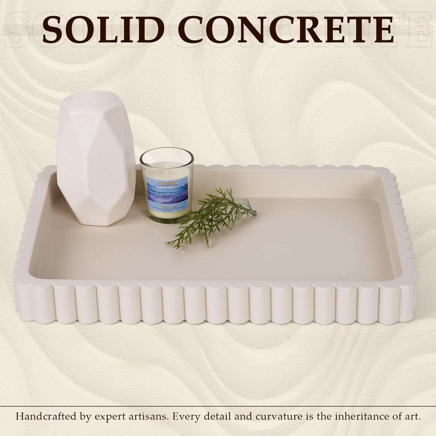 Cathyeen Concrete Decorative Tray for Coffee Table Decor, 14" Coffee Table Tray Ottoman Tray Table Centerpieces, Rectangular Modern Decorative Trays for Home Decor, Living Room, Entry, Gray