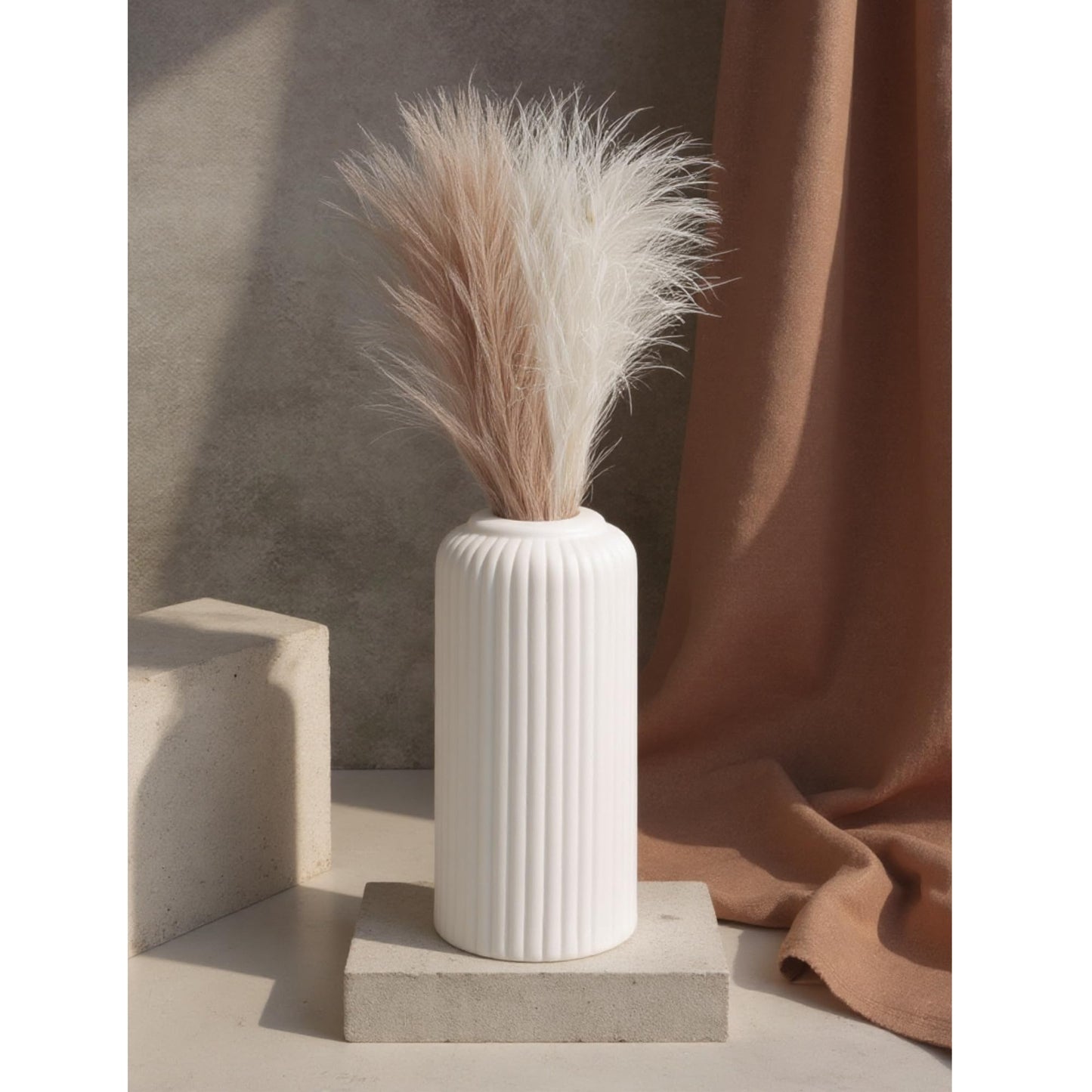 Modern Ribbed Ceramic Vase