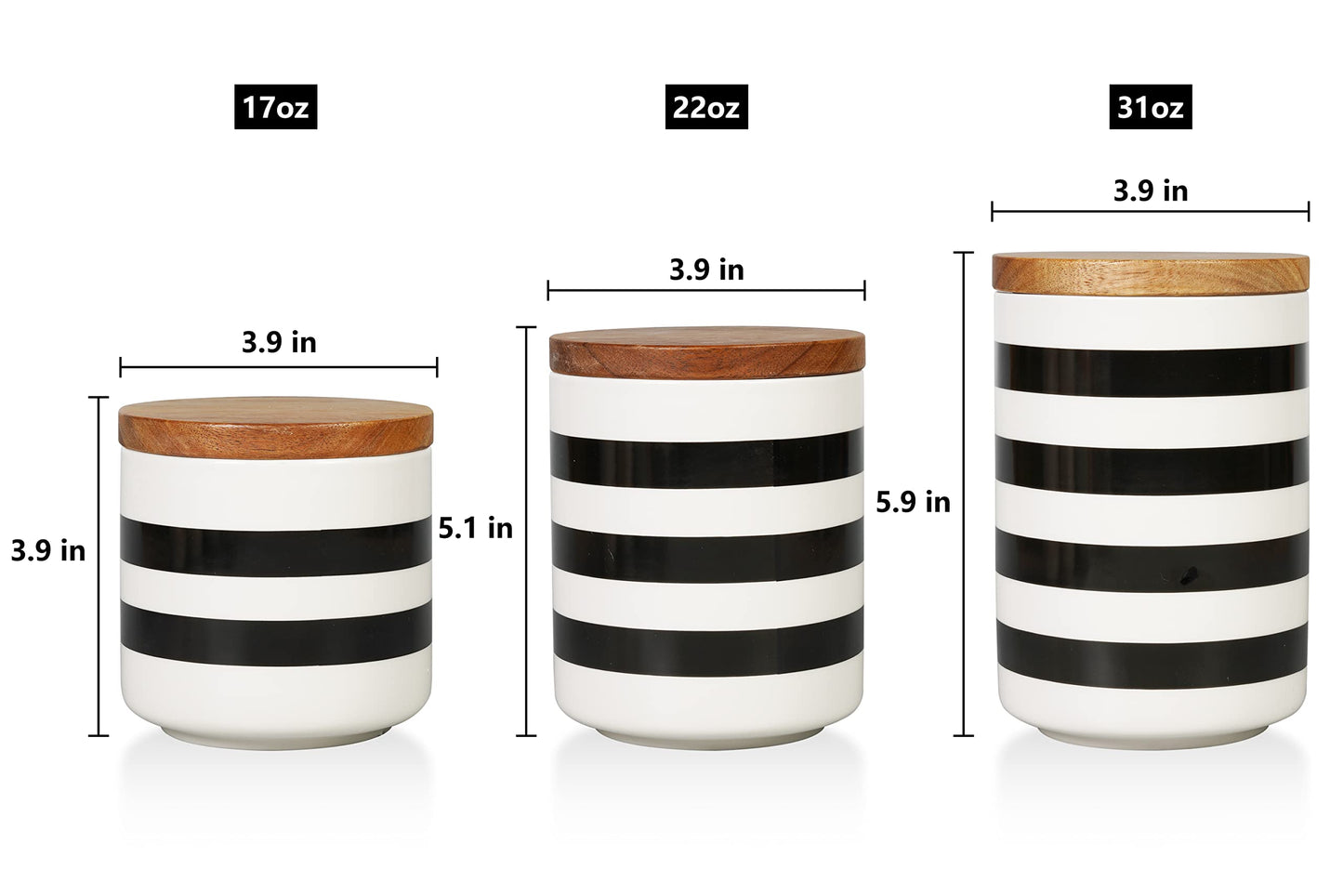 Sunddo Ceramic Canister Sets for Kitchen Counter with Bamboo Lid for Coffee, Sugar, Tea Set of 3