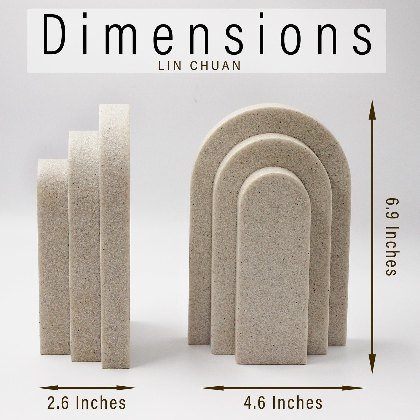 LIN CHUAN - Decorative Bookends for Heavy Books, Aesthetic Book Ends Set of 2, Modern Book Holders Stopper for Shelves, Bookshelf, Bookcase, Office Desk, Home Decor, Resin, Beige
