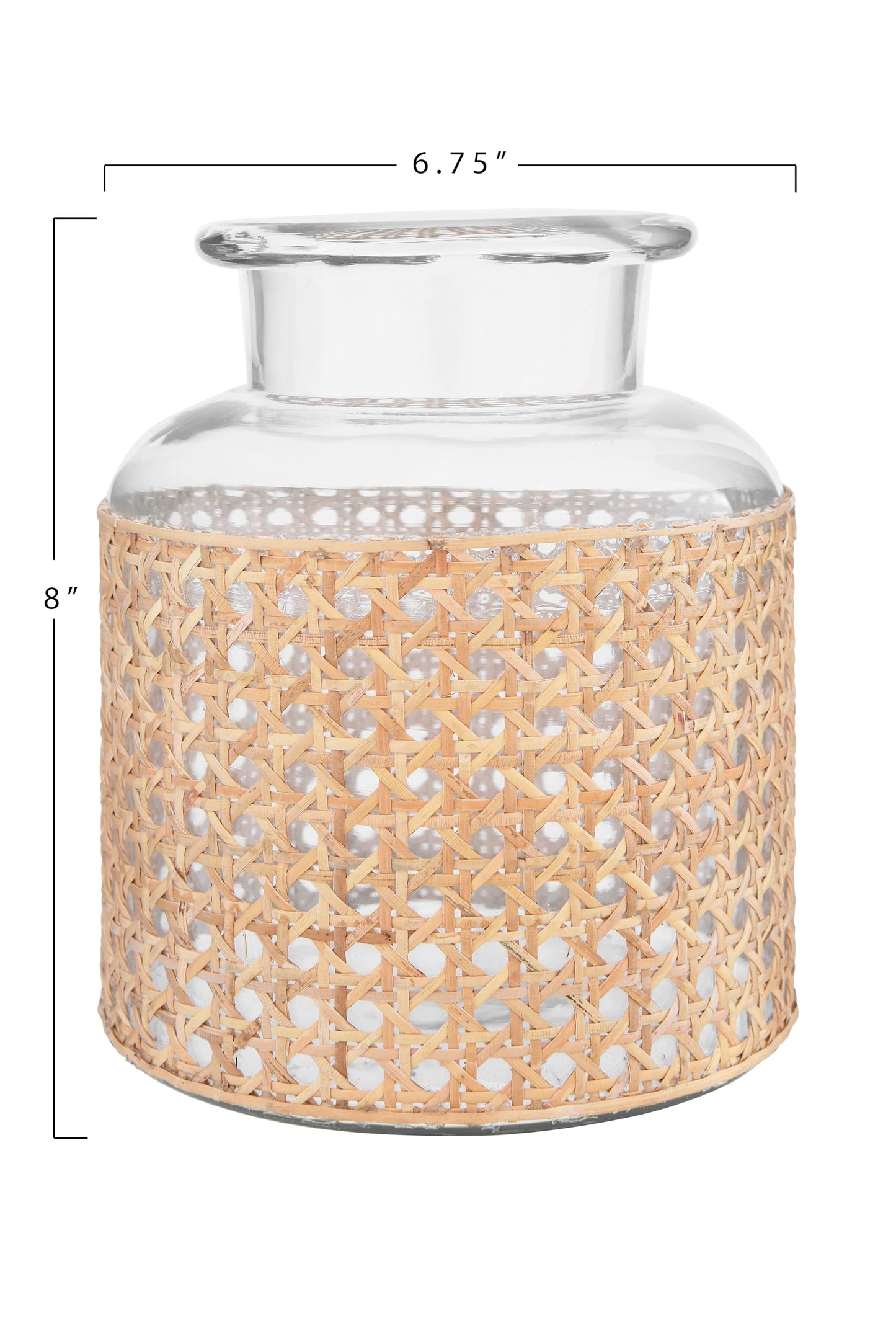 Bloomingville 8"H Glass Vase with Decorative Cane Sleeve