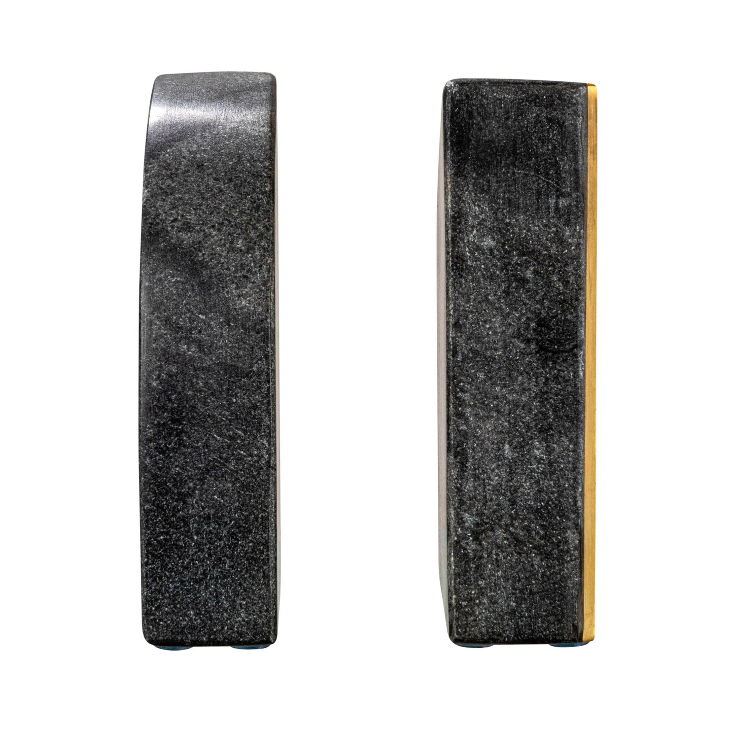 Creative Co-Op Boho Arched Semicircle Marble Bookends with Brass Detail, Set of 2, Black