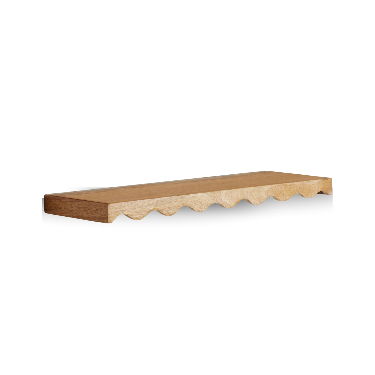 Natural Mango Wood Scalloped Floating Wall Shelf