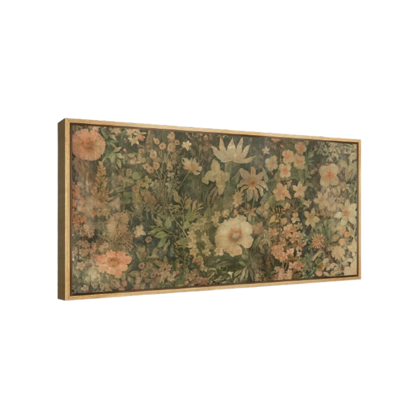 Vintage Garden Flowers Antique French Floral Artwork - Extra Large Framed Wall Art Canvas Print