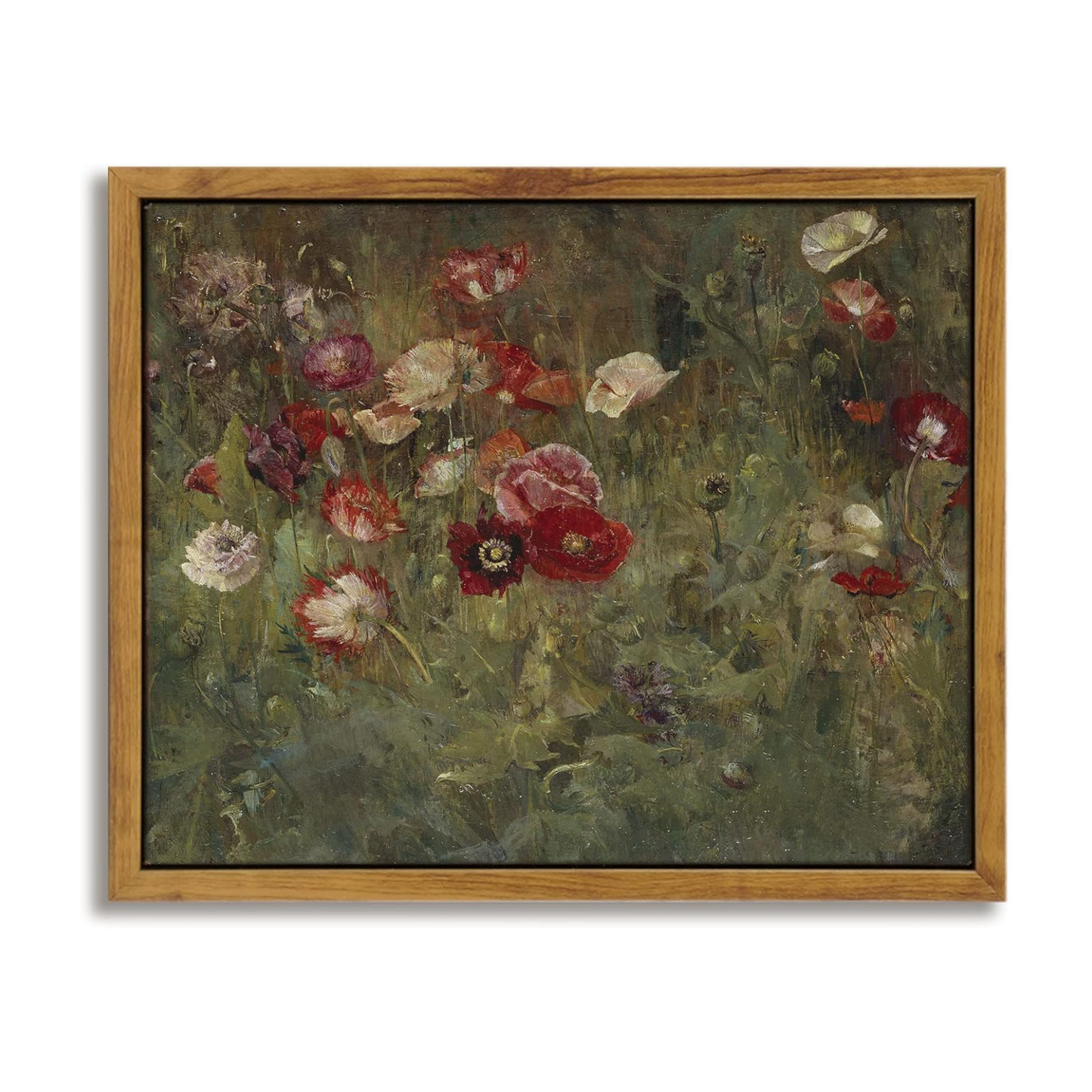 InSimSea Framed Wall Art - Floral Scenic Oil Painting Canvas Prints, Rustic Decor for Bedroom, Bathroom and Office - 8x10in/20x25cm