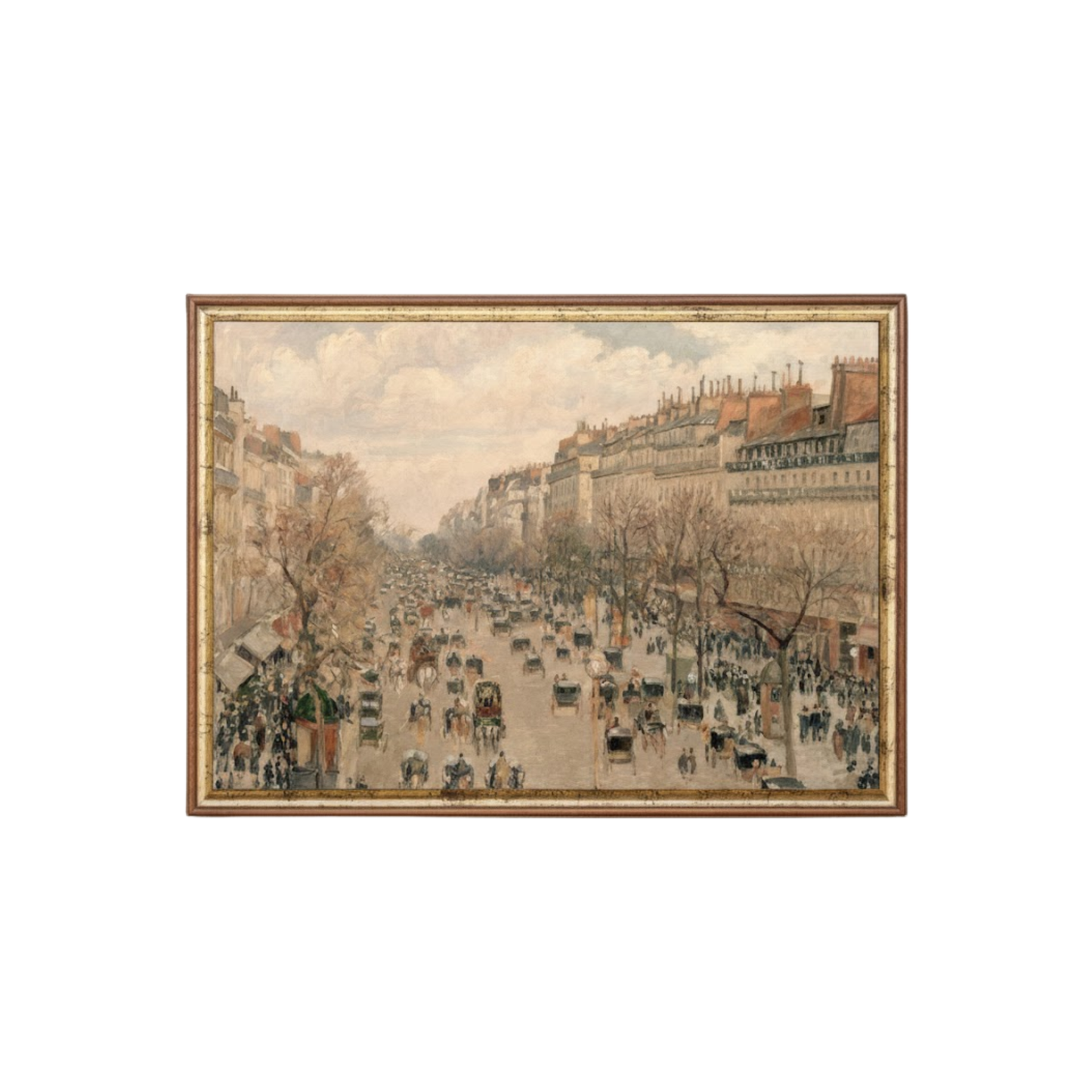 Vintage Paris Print: Boulevard Montmartre Antique Painting