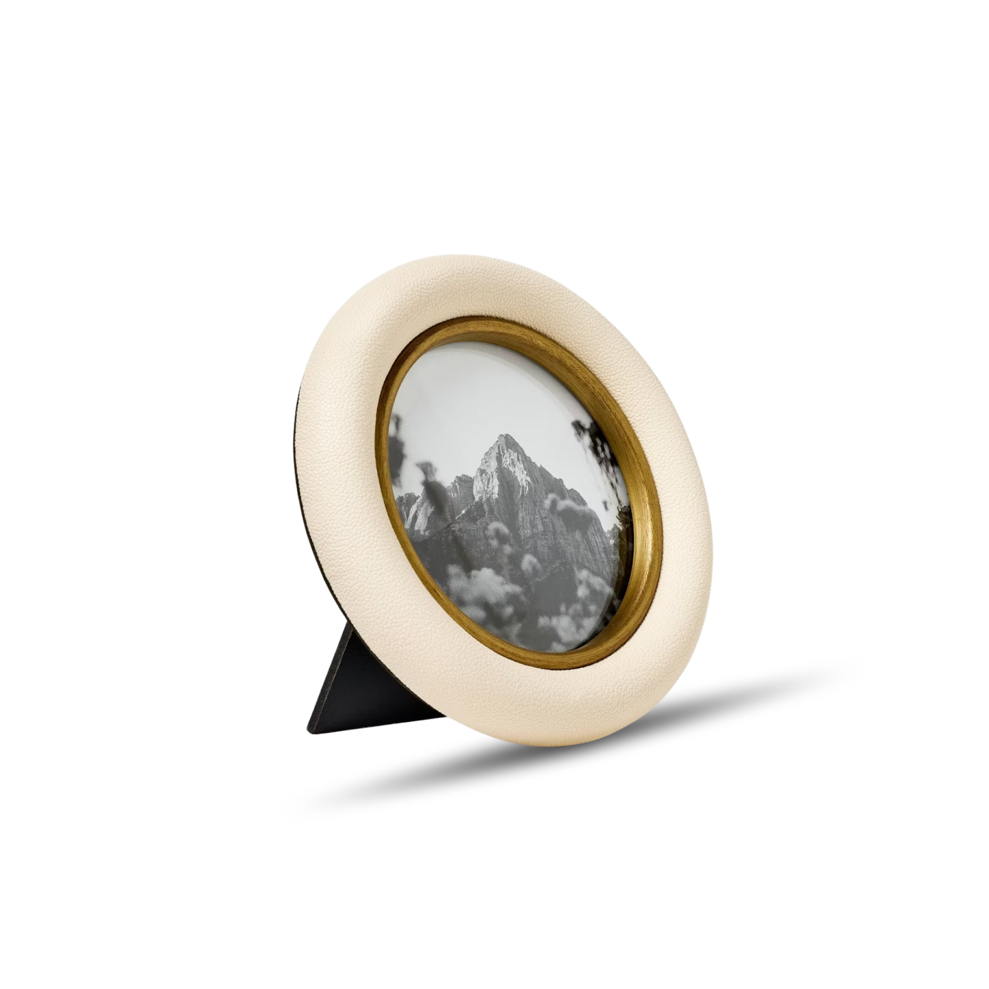 4"x4" Shagreen Wrapped Single Image Frame Cream