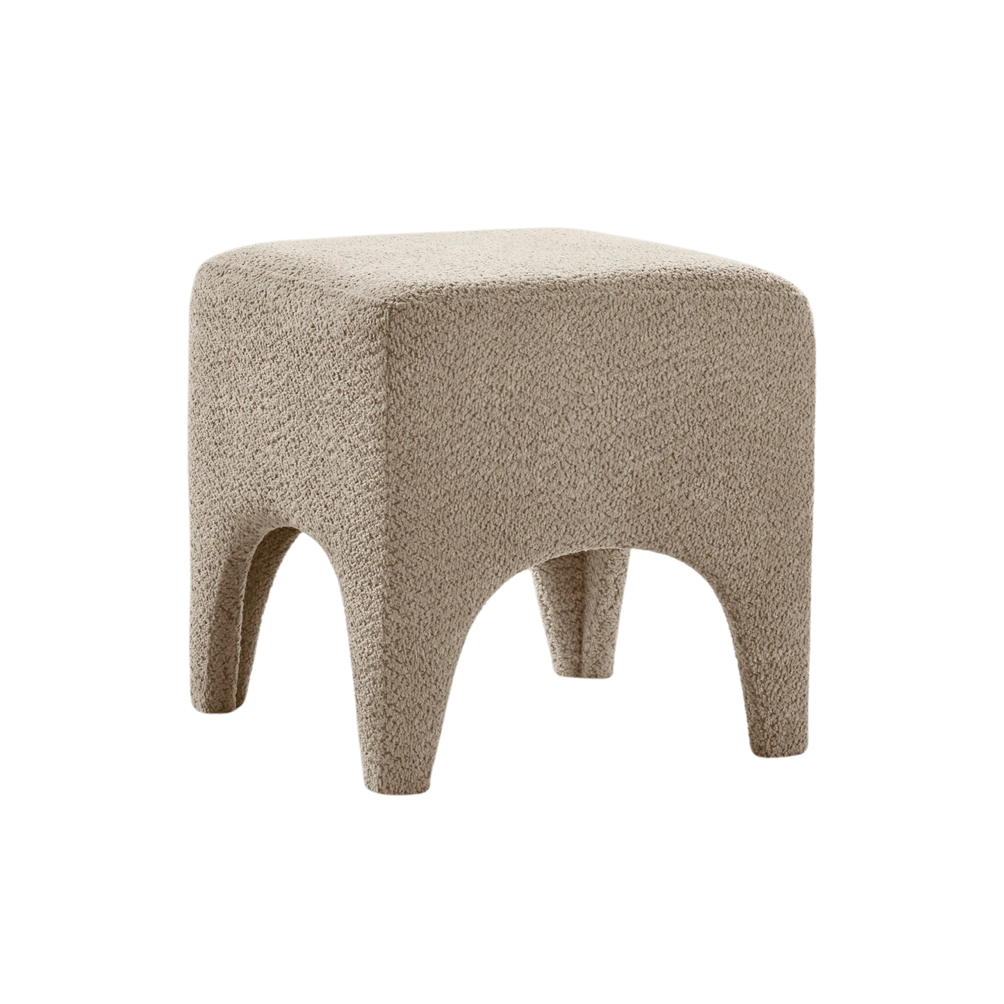 Modern Boucle Upholstered Ottoman, Shoe Changing Stool, Makeup Stool