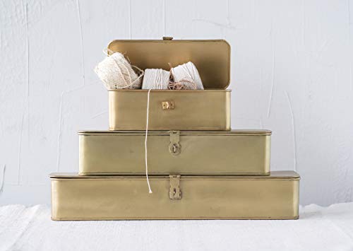 Decorative Metal Boxes with Gold Finish (Set of 3 Sizes)