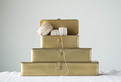 Decorative Metal Boxes with Gold Finish (Set of 3 Sizes)