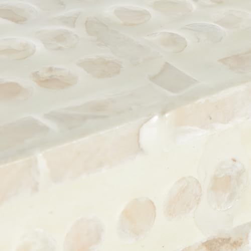 Deco 79 Mother of Pearl Shell Geometric Handmade Decorative Box Mosaic Dot Storage Decorative Keepsake Box with Brown Accents, Set of 2 Storage Box 12", 8"W, Cream