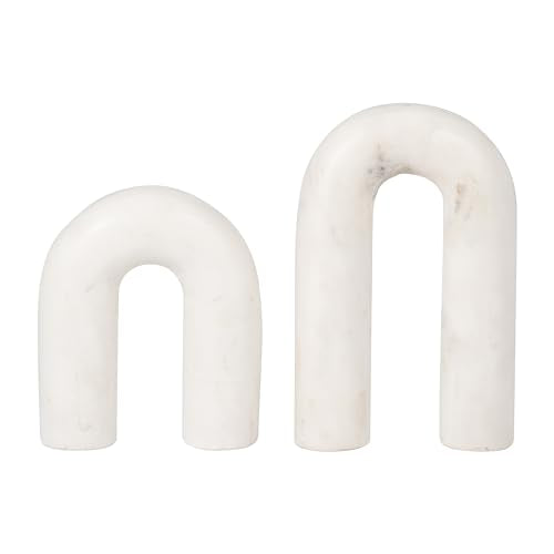 Sagebrook Home White Marble Decorative Object - 5x2x8 Inches Modern Arch Sculpture for Home, Office, Bedroom, Living Room Decor