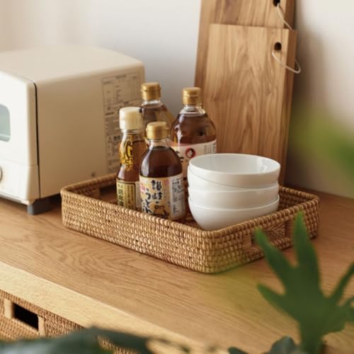 Tray for Coffee Table Storage Tray Fruit Basket Living Room Rectangular Household Fruit Plate Bread Vegetable Storage Tray Basket Tea Tray Charcuterie Boards(Small)