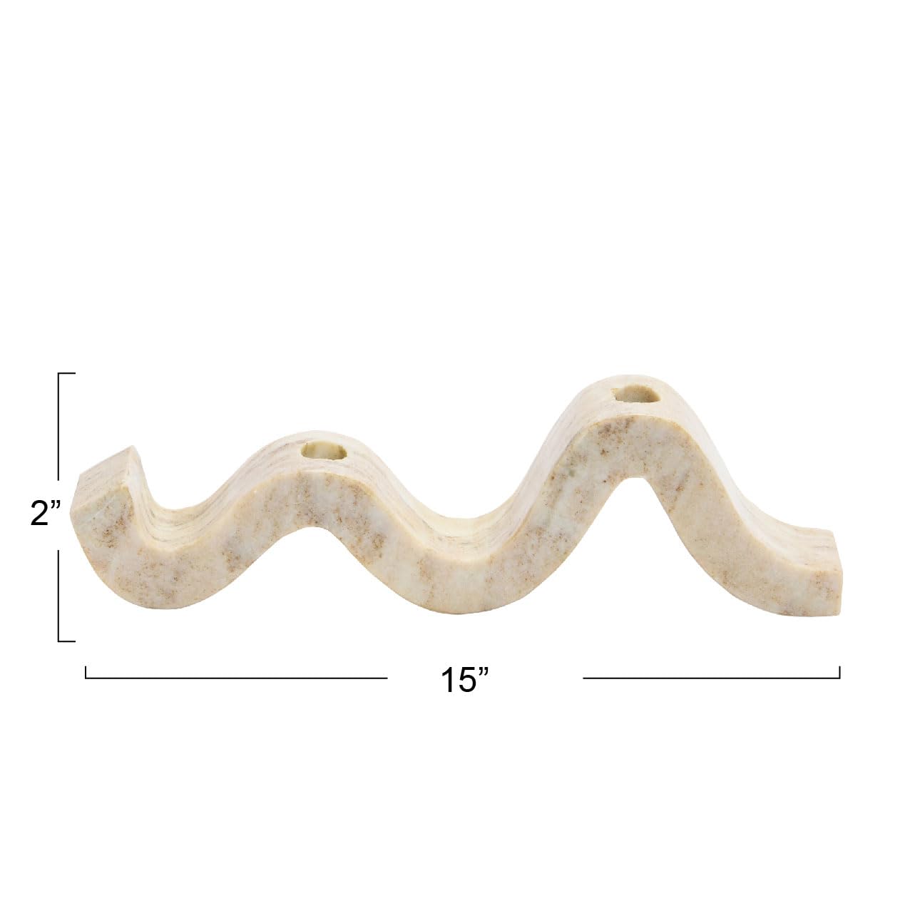 Bloomingville Marble Wave Double Taper Candle Holder, Beige