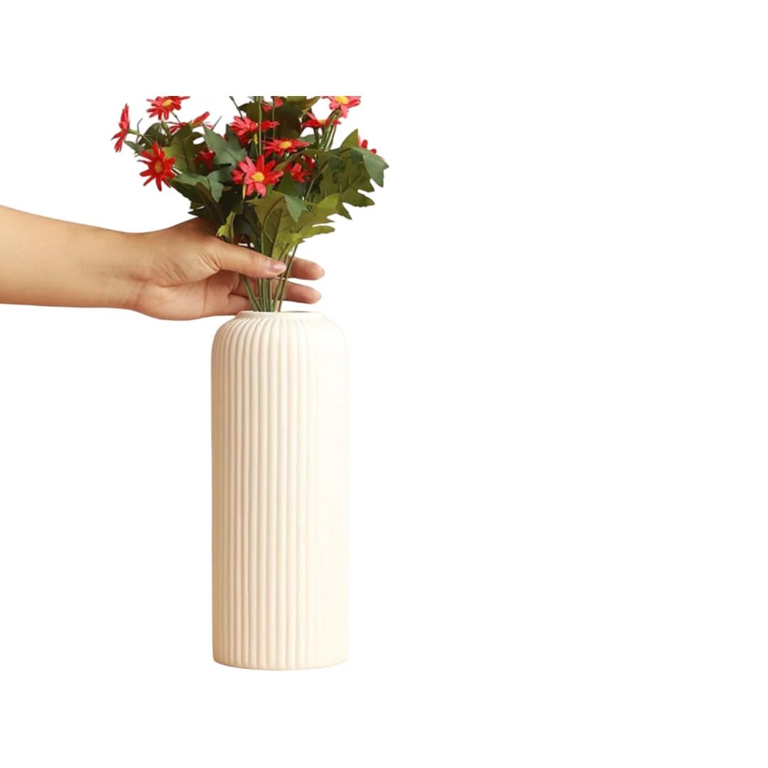 Modern Ribbed Ceramic Vase