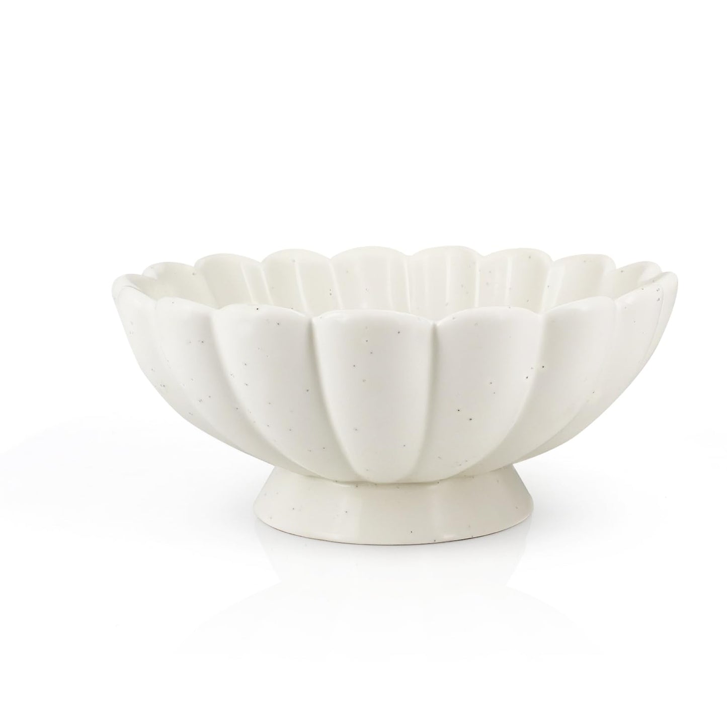 Accessoryway 8" White Fluted Scalloped Decorative Bowls -Moderate Ceramic Fruit Bowl for Kitchen Counter, Elegant Wavy Edge Centerpiece Bowls for Home Decor, Perfect for Housewarming &Wedding Gift