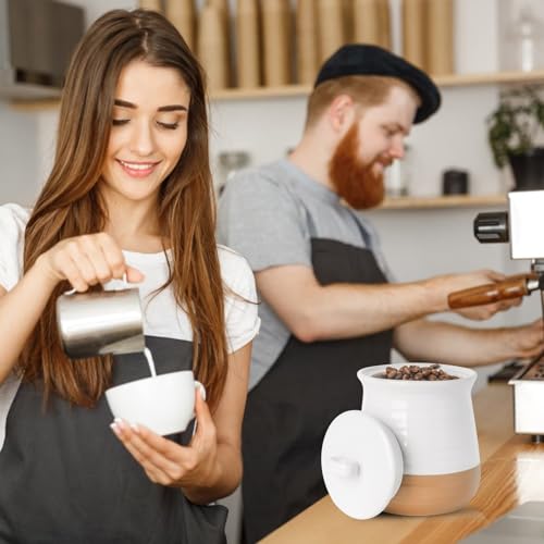 Hasense Ceramic Food Storage Container, Porcelain Kitchen Canisters with Airtight Lid, 35 OZ Coffee Canisters for Kitchen Counter, Candy Jar for Tea, Sugar, Salt and More, Farmhouse Decor, White