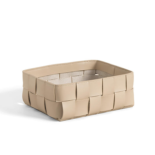 mossifanna Nordic Style Leather Storage Basket for Decorative Home,Jewerly Accessories Catchall Items Cosmetic Storage Box for Tabletop Entryway Livingroom Bedroom Nightstand,Ivory