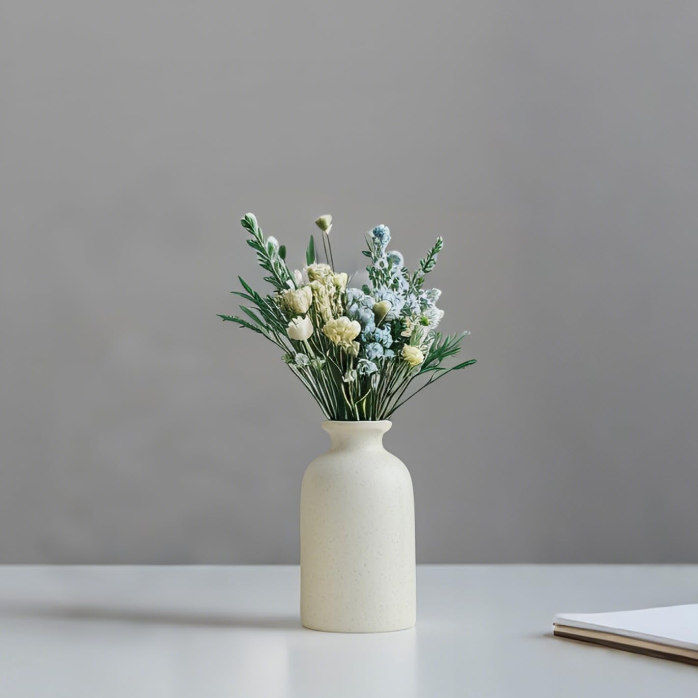 Distressed Ceramic Vase Set of 3, Modern Bohemian Farmhouse Home Decor, Pampas Grass Dried Flowers Vases for Living Room, Dining Room, Bedroom, Kitchen, Bathroom, Office, Entryway (Beige)