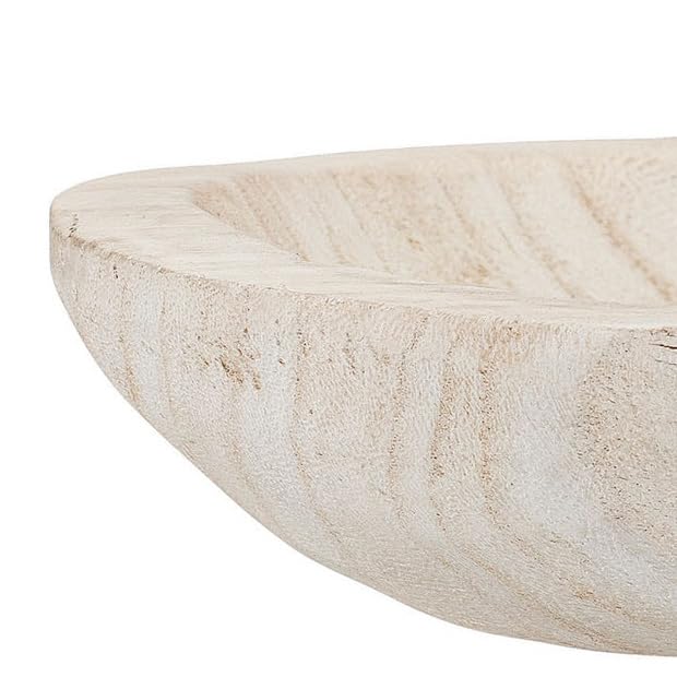 Bloomingville Hand-Carved Paulownia Wood Bowl with Whitewashed Finish