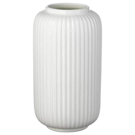 Eweeh White Ceramic Vase, Modern Minimalist Style Vase, Oval Shaped Flower Vase, Tall Porcelain Floral Arrangement for Home Décor, Cylinder Bouquet Holder (White 3)