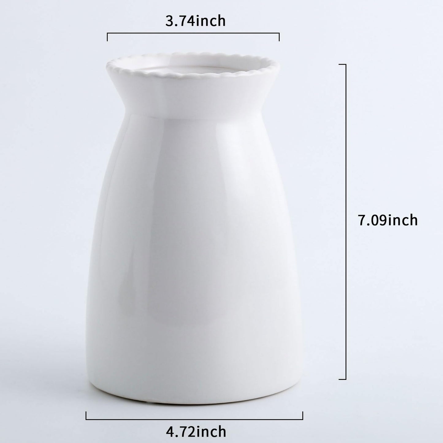 hjn White Flower Vase- Ceramic Vase for Decor, White vase for Flowers, Modern Vases for Living Room/Home Decor Accents/Entryway/Mantel/Bookshel