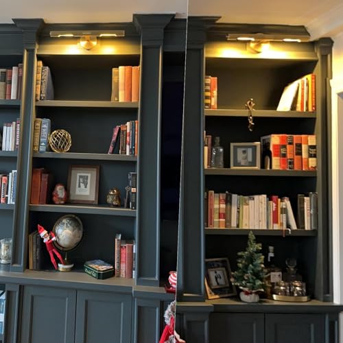 Hard-wired Knurled Picture Light, 19in Brass Picture Light for Wall, Dimmable Gold Art Lights, Rotatable 360° Sconce for Pictures Frame, Painting Wall Lights, Bathroom Wall Sconce, E12 Bulbs Included