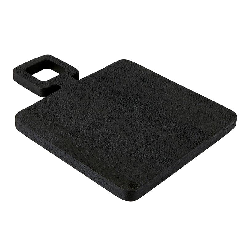 Santa Barbara Design Studio Cutting Boards and Serving Trays Square Handle Wood Charcuterie Board, Small, Black