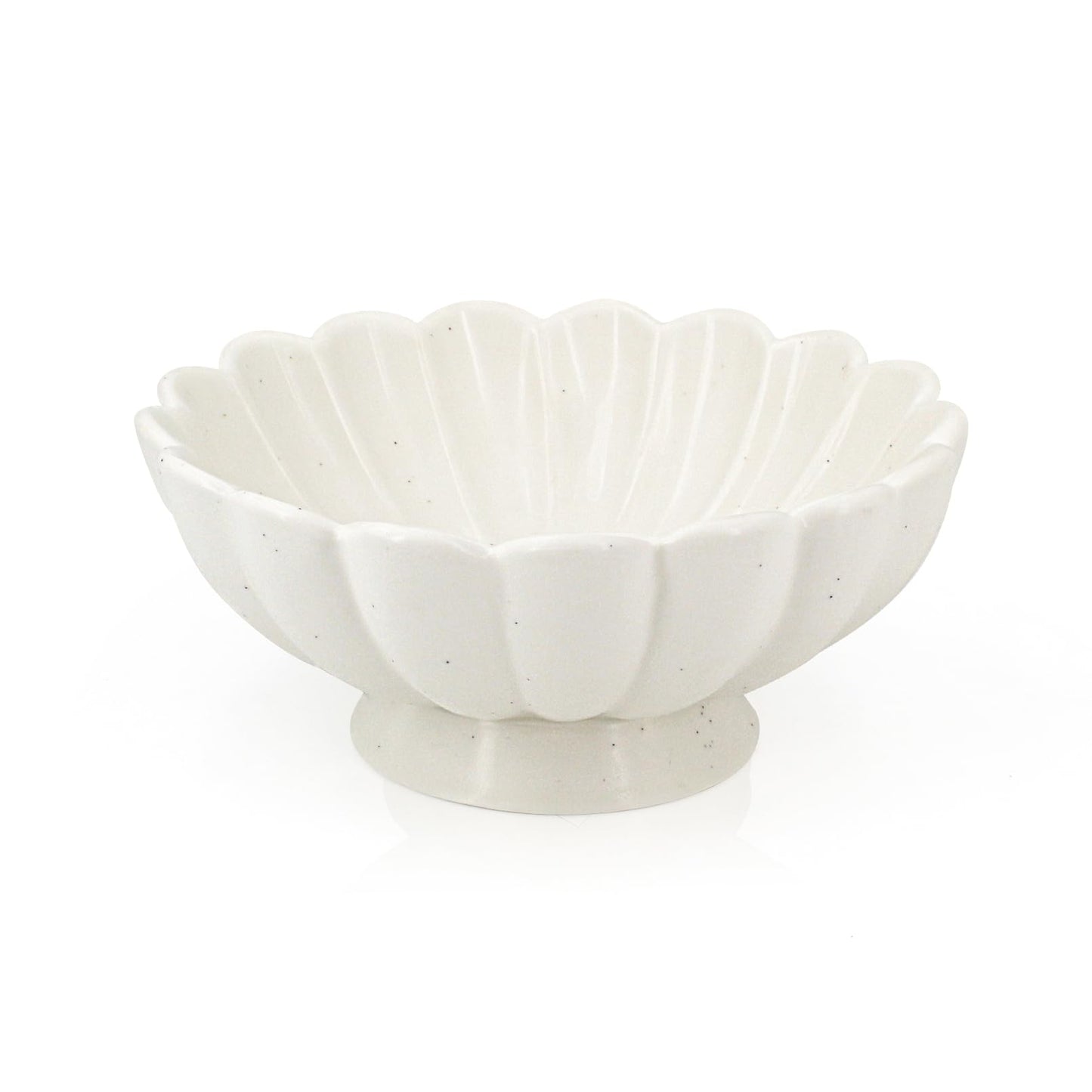 Accessoryway 8" White Fluted Scalloped Decorative Bowls -Moderate Ceramic Fruit Bowl for Kitchen Counter, Elegant Wavy Edge Centerpiece Bowls for Home Decor, Perfect for Housewarming &Wedding Gift