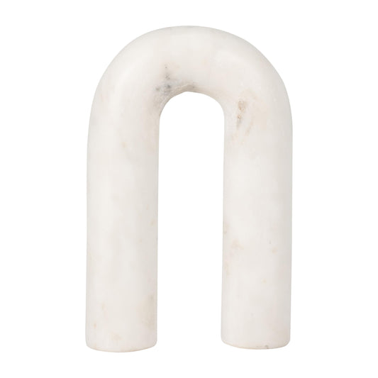 Sagebrook Home White Marble Decorative Object - 5x2x8 Inches Modern Arch Sculpture for Home, Office, Bedroom, Living Room Decor