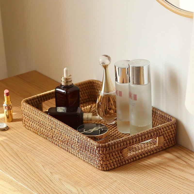 Tray for Coffee Table Storage Tray Fruit Basket Living Room Rectangular Household Fruit Plate Bread Vegetable Storage Tray Basket Tea Tray Charcuterie Boards(Small)