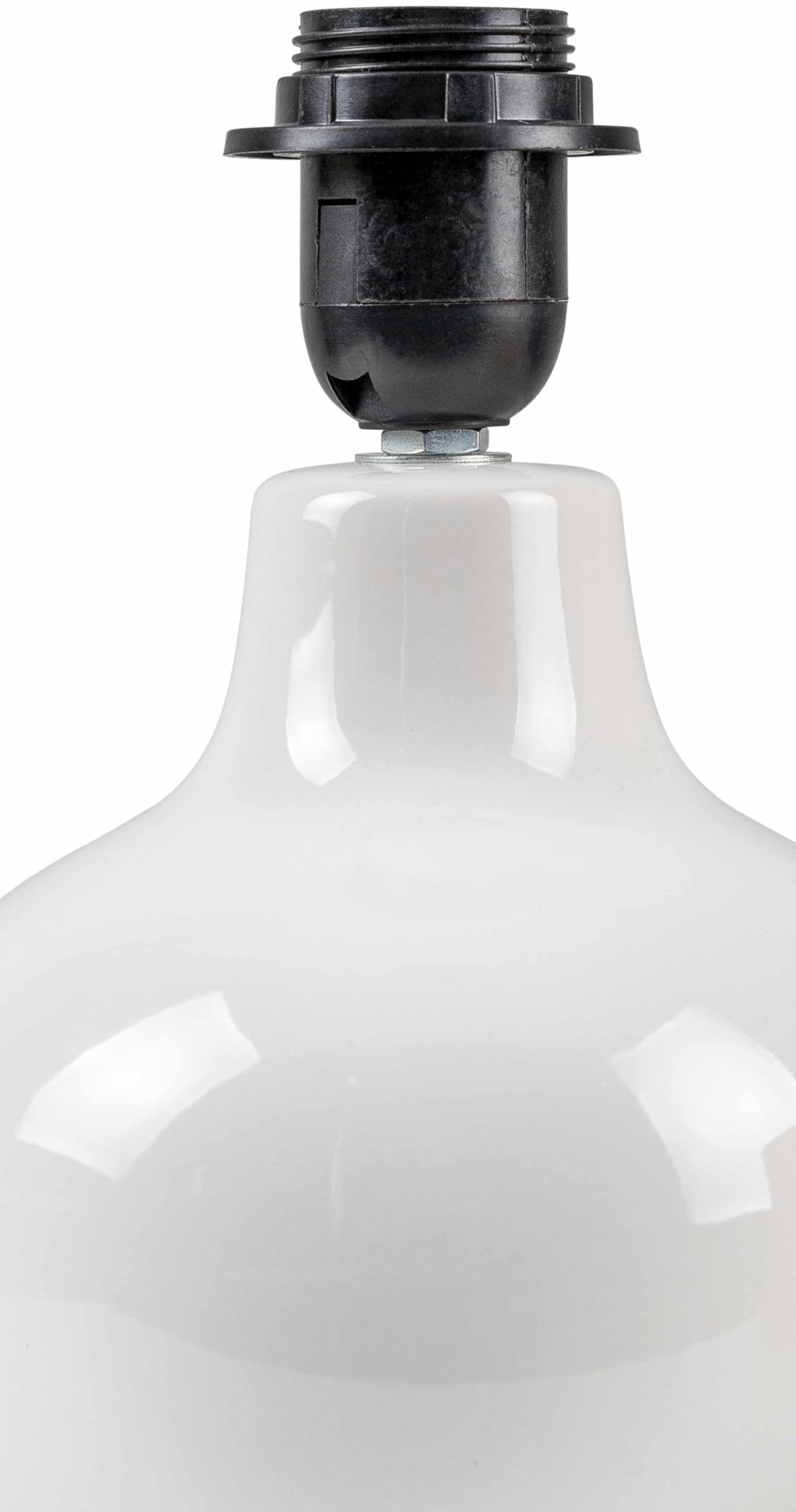 BoutiqueRugs Theisseil Boho Ceramic Bedside Table Lamp for Bedroom Nightstand and Living Room - Shade Rattan - White, Beige - 13" H