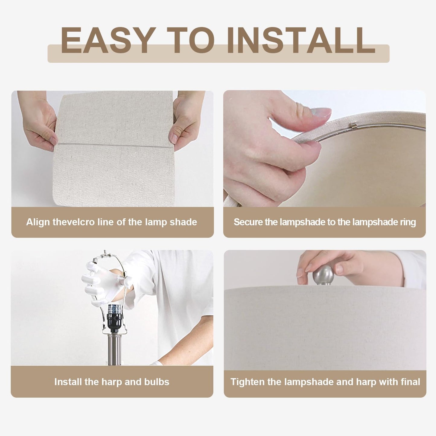 USumkky 25" Table Lamps Set of 2 - Modern Bedside Lamps for Living Room - White Washed Ceramic Nightstand Lamps for Bedroom