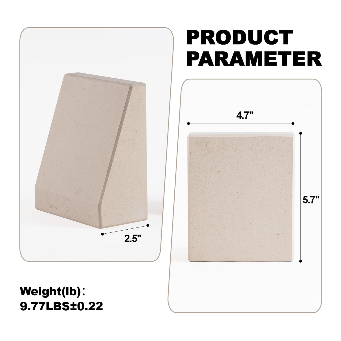 Book End, Natural Marble Bookend for Shelves, Non-Skid Bookends for Heavy Books, Heavy Duty Book Stopper for CDs and Oversized Books, Luxury Book Shelf Holder, Moleanos Beige