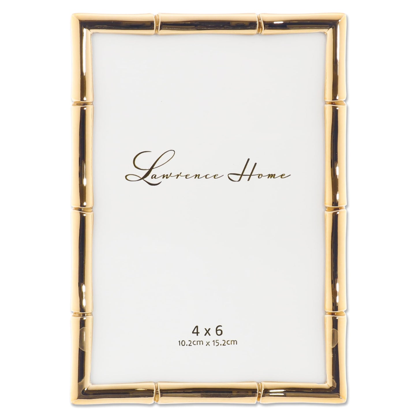 Lawrence 712246 4-Inch W x 6-Inch H Gold Metal Picture Frame with Bamboo Design