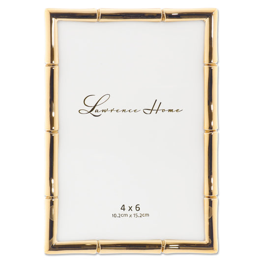 Lawrence 712246 4-Inch W x 6-Inch H Gold Metal Picture Frame with Bamboo Design
