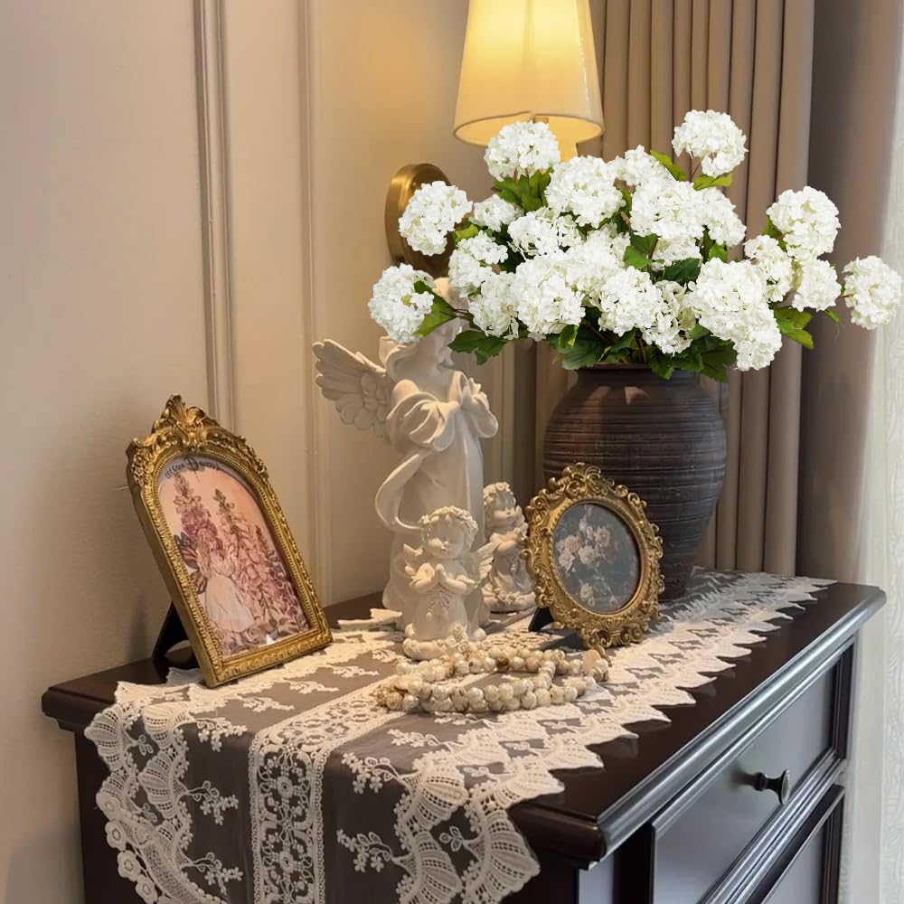 Artificial Flowers for Decoration, 3Pcs 23inch White Hydrangea Fake Flowers, Artificial Silk Flowers Bouquets Faux Flowers for Vase Faux Floral Stems for Wedding Party Kitchen Home Decorations