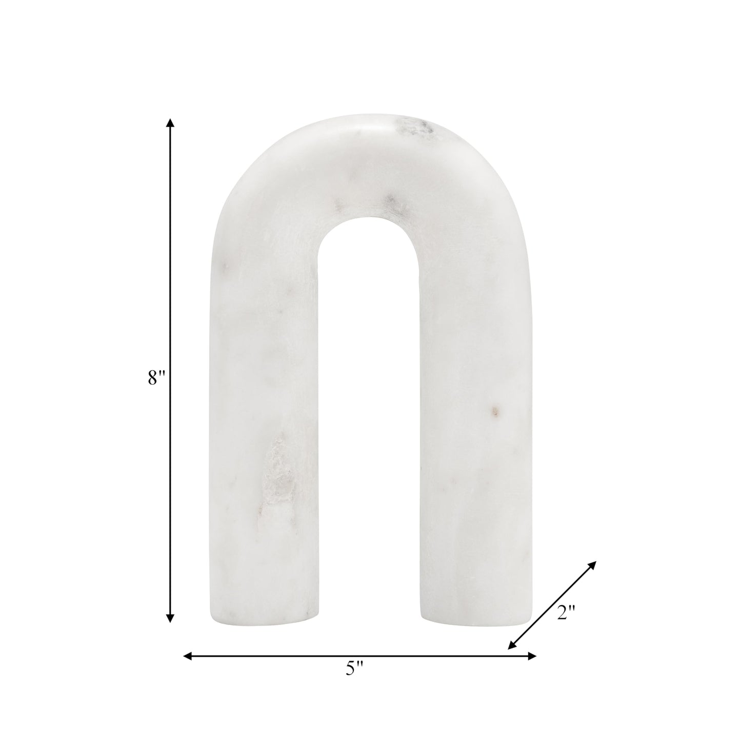 Sagebrook Home White Marble Decorative Object - 5x2x8 Inches Modern Arch Sculpture for Home, Office, Bedroom, Living Room Decor