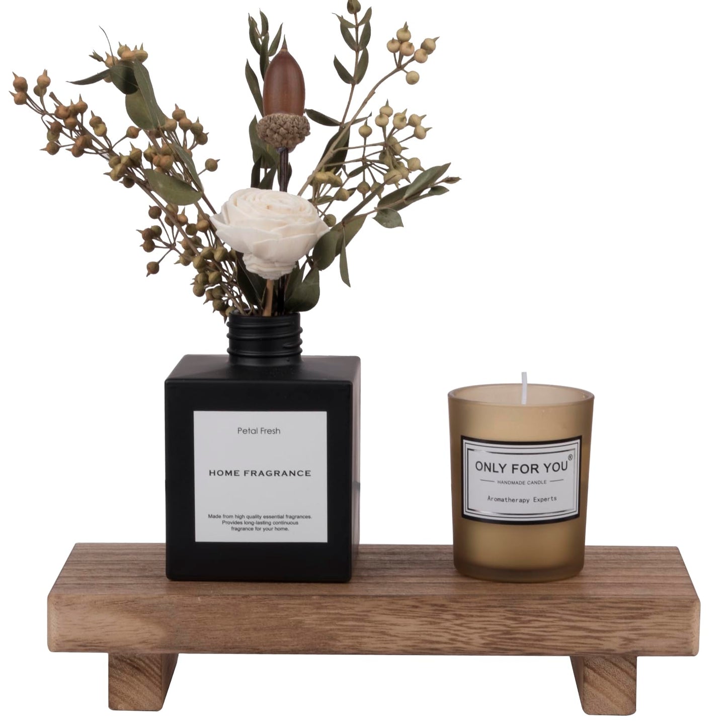 Small Wood Tray Pedestal Stand Farmhouse Bathroom Decor Decorative Wooden Riser Kitchen Soap Dish Holder for Vanity, Counter, Sink, Brown