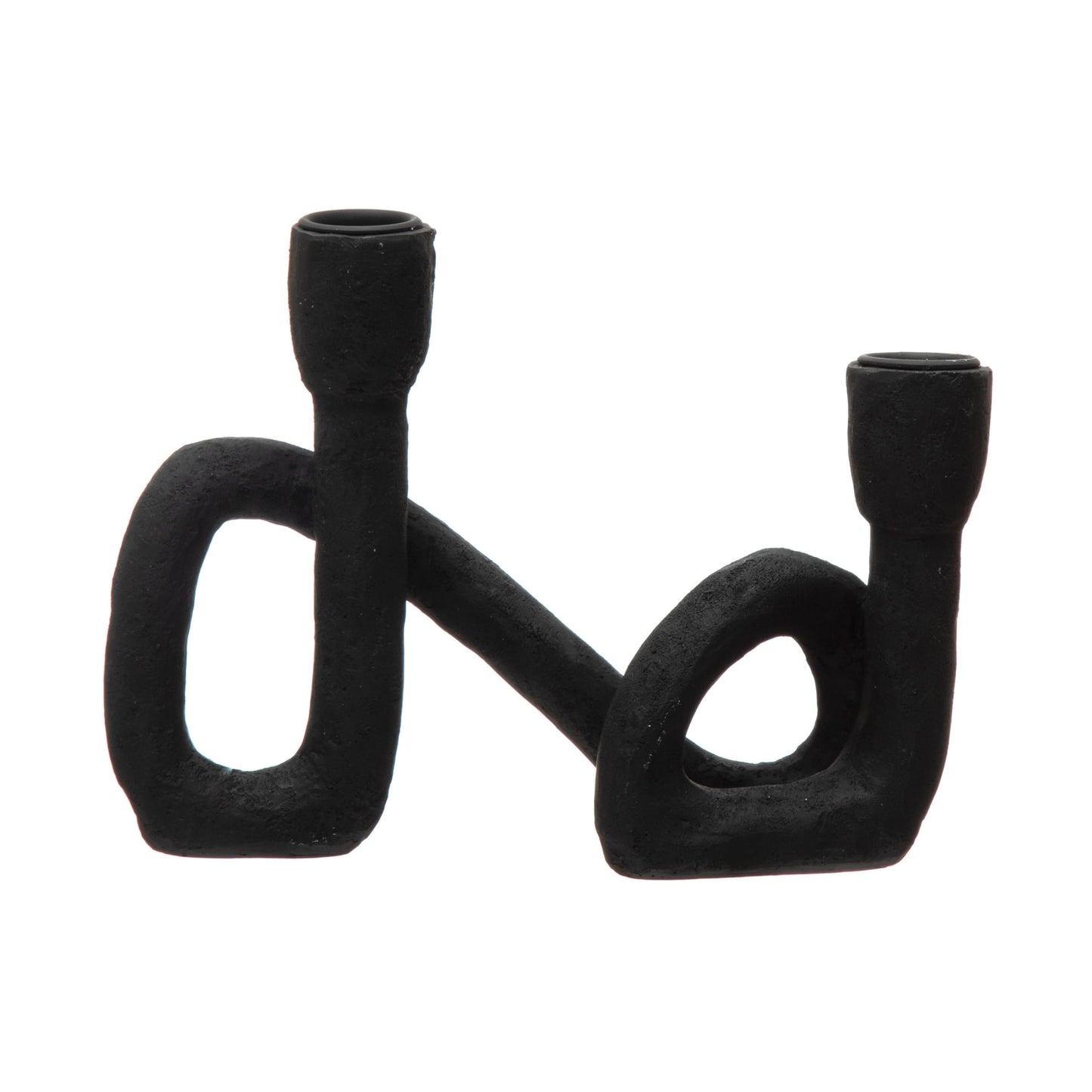 Bloomingville Modern Sculptural Double Taper Candle Holder, Black