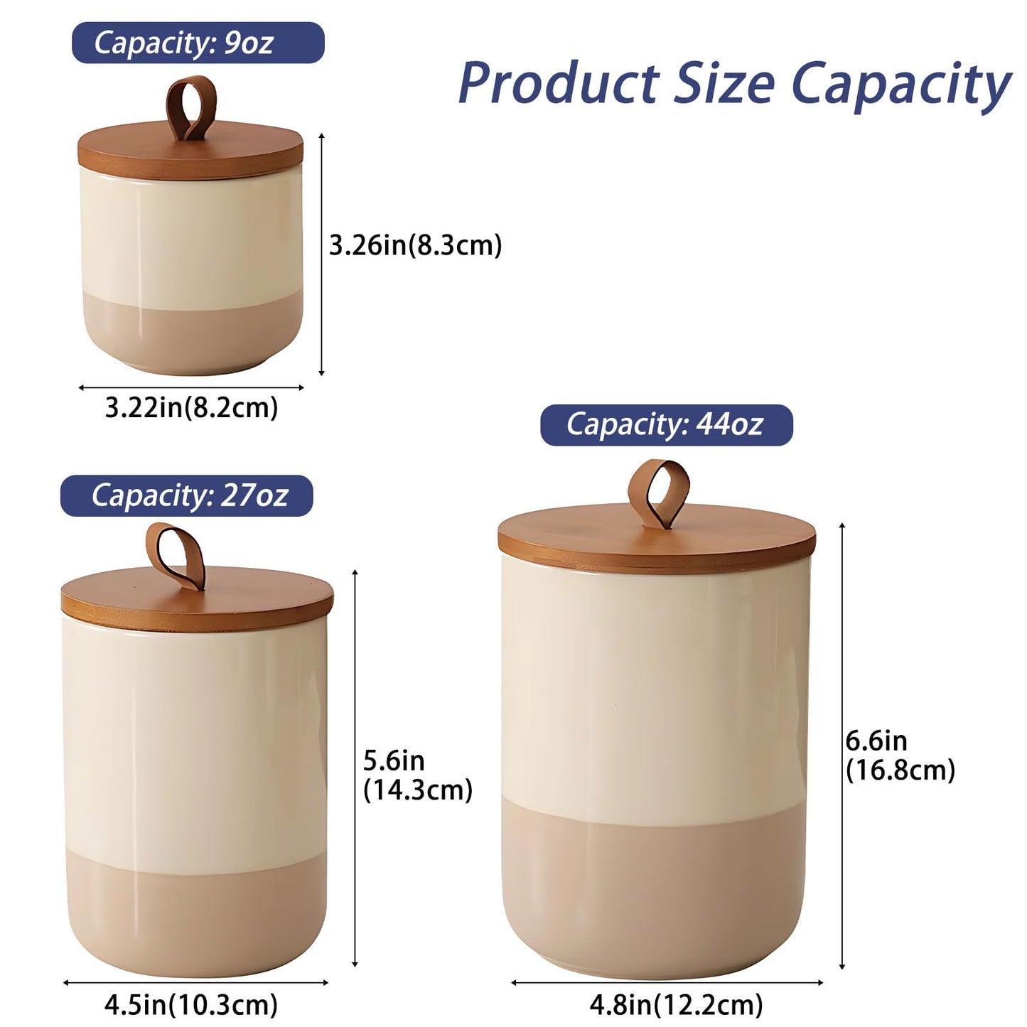 Jueison Coffee Canister, Ceramic Food Storage Jars with Lids Salt Matcha Container Brown Sugar Container Bowl for Kitchen Tea, Coffee Beans, Spice (#001Khaki-Set of 3)