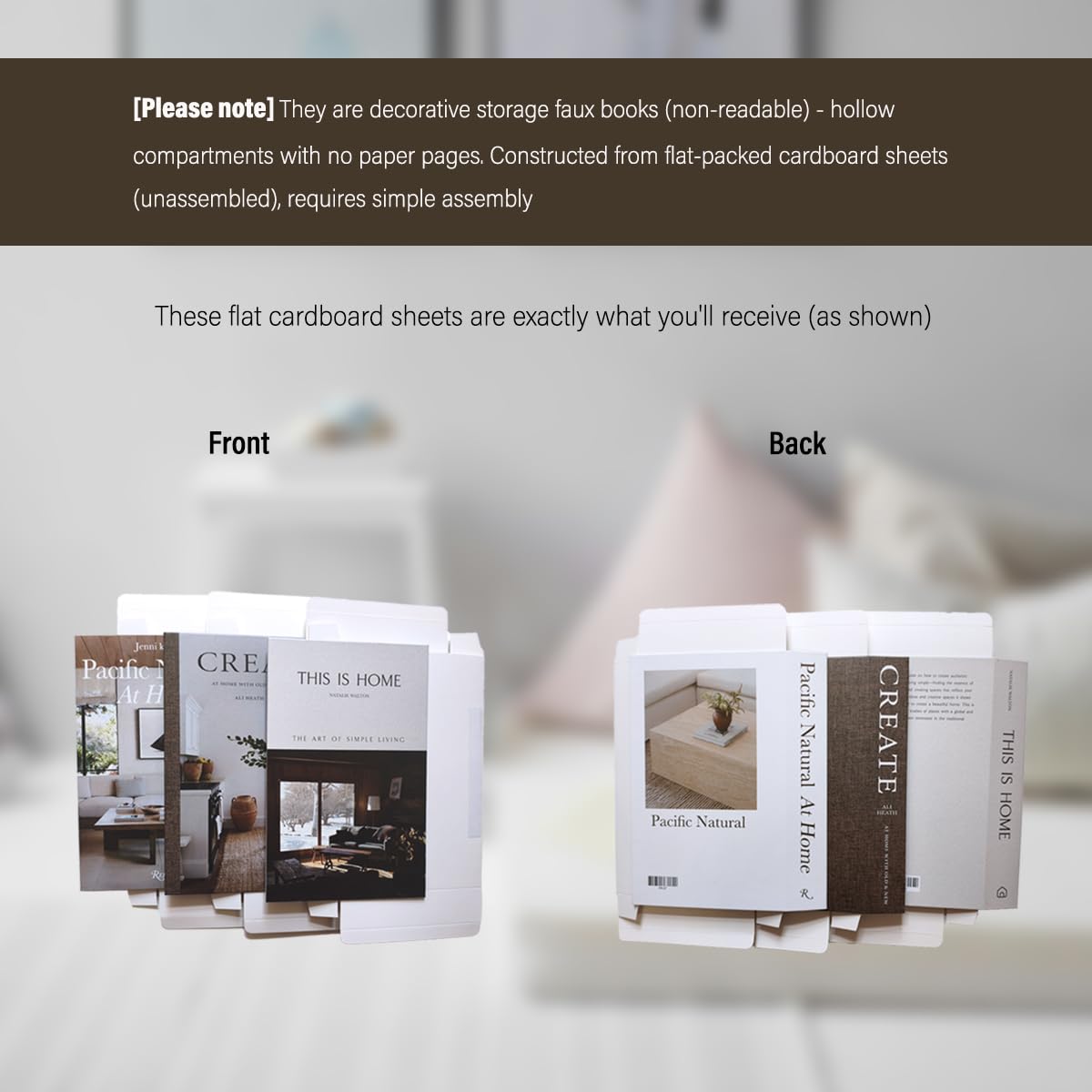 3 Pack Decorative Faux Books Set for Home Aesthetic - Luyseyha Fake Hollow Books Decor for Bookshelf Coffee Table, Living Room, Bedroom