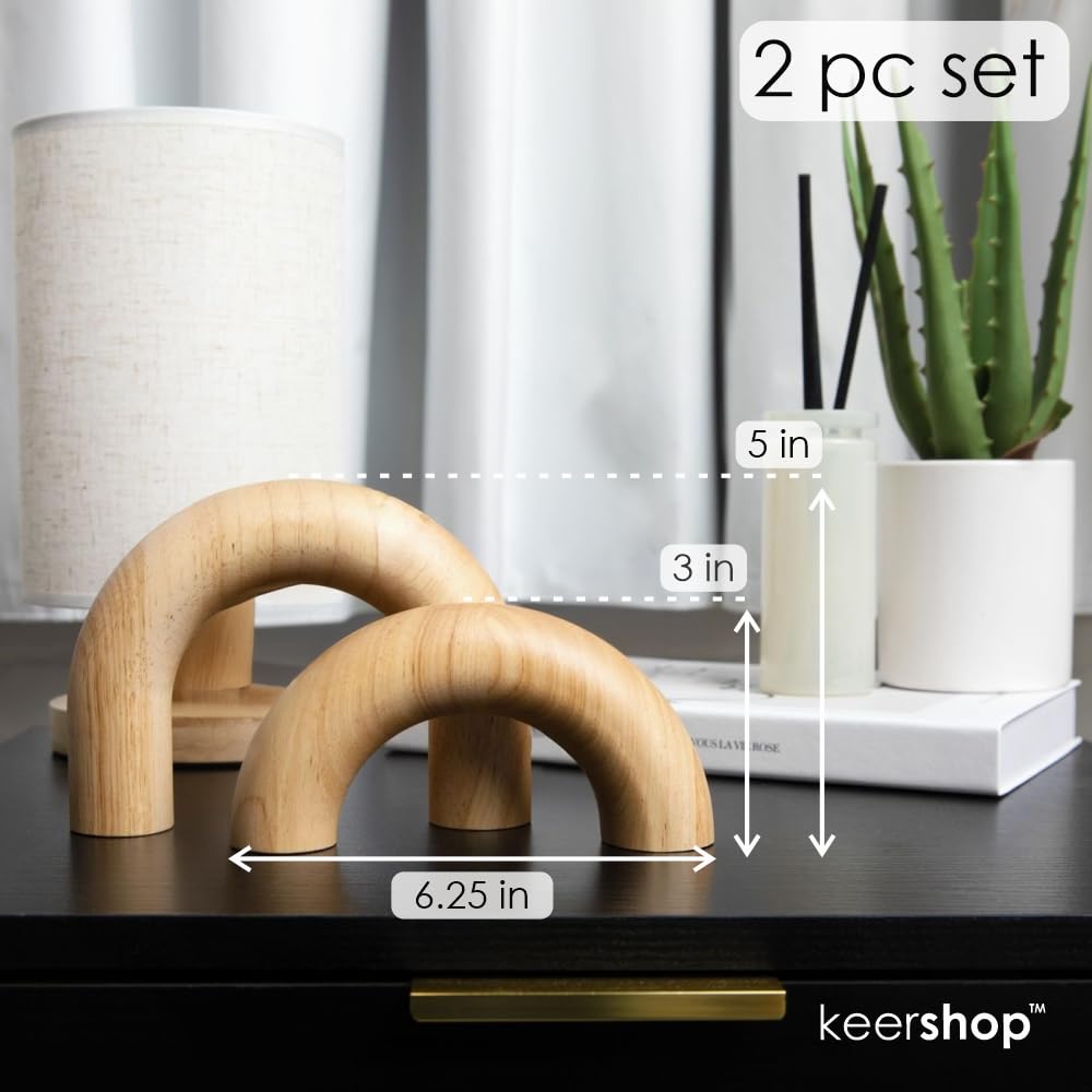 Home Decor Accents: Neutral Boho Living Room Decor - Natural 2pc Arches (Japandi Modern)