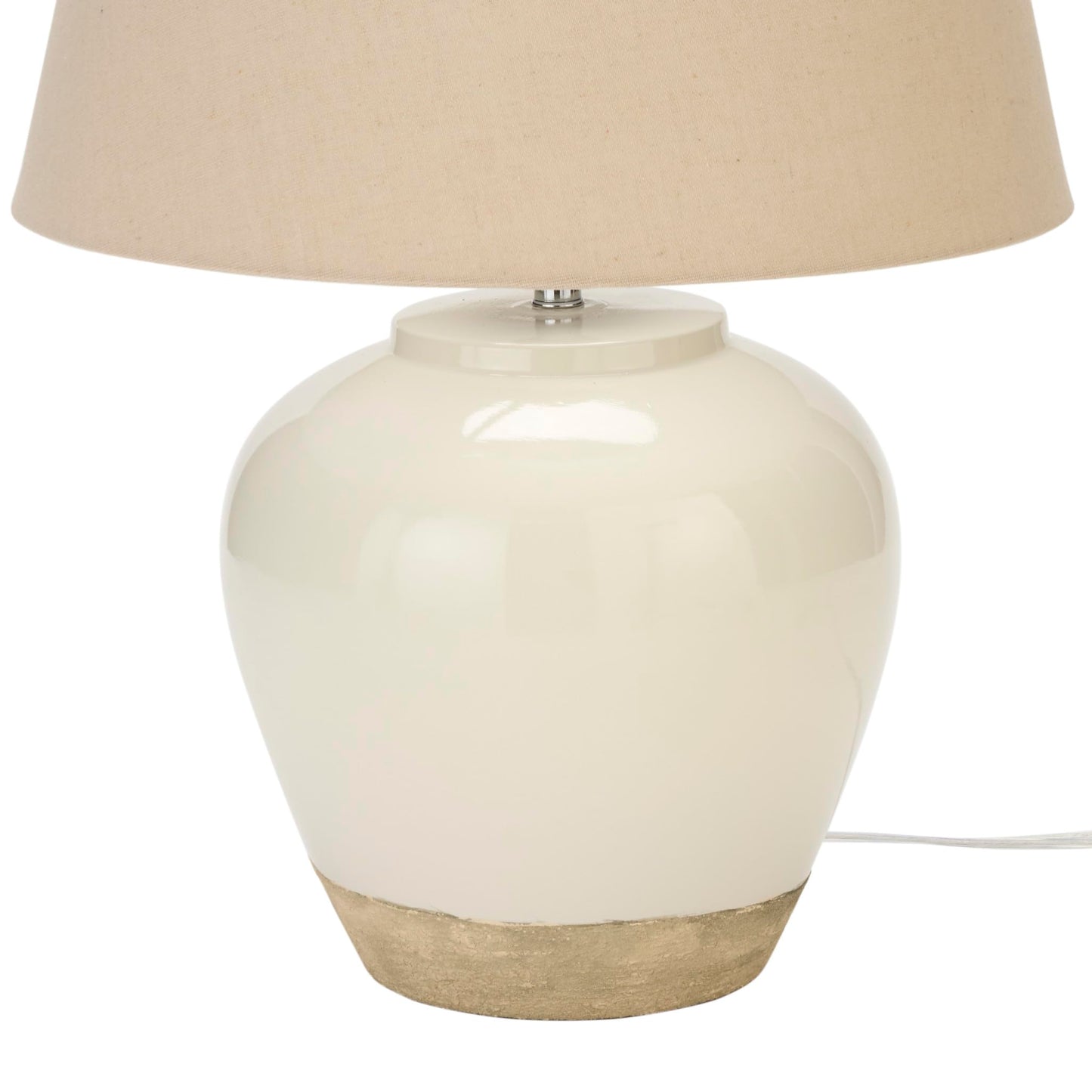 Nourison Home 20" White/Sand Farmhouse Ceramic Pot Table Lamp for Bedroom, Living Room, Console, Entryway